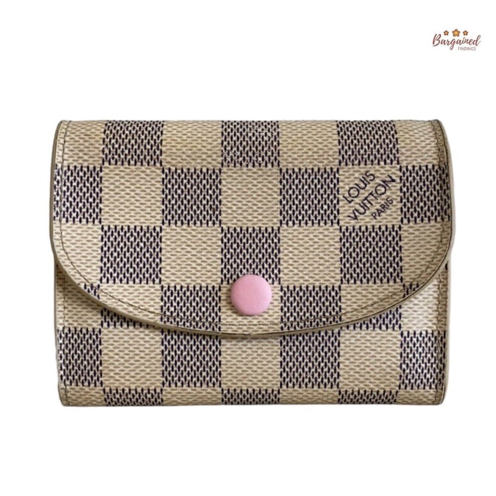 Authentic Louis Vuitton Damier Azur Coated Canvas Leather Rosalie Coin Purse